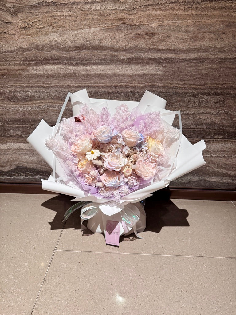 White Dream永生花束 粉紫色 訂製款