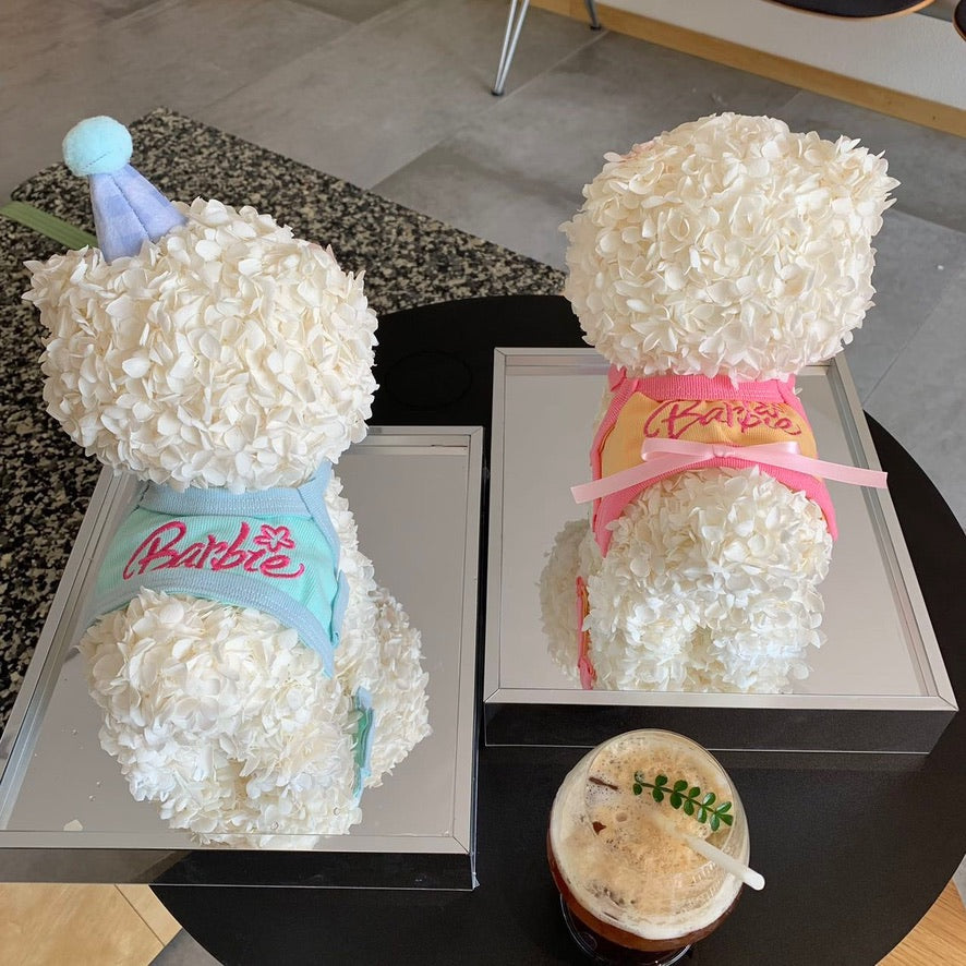 博美犬松鼠造型永生花擺設