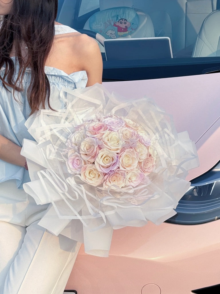 In Bloom 永生花束 粉白拼色