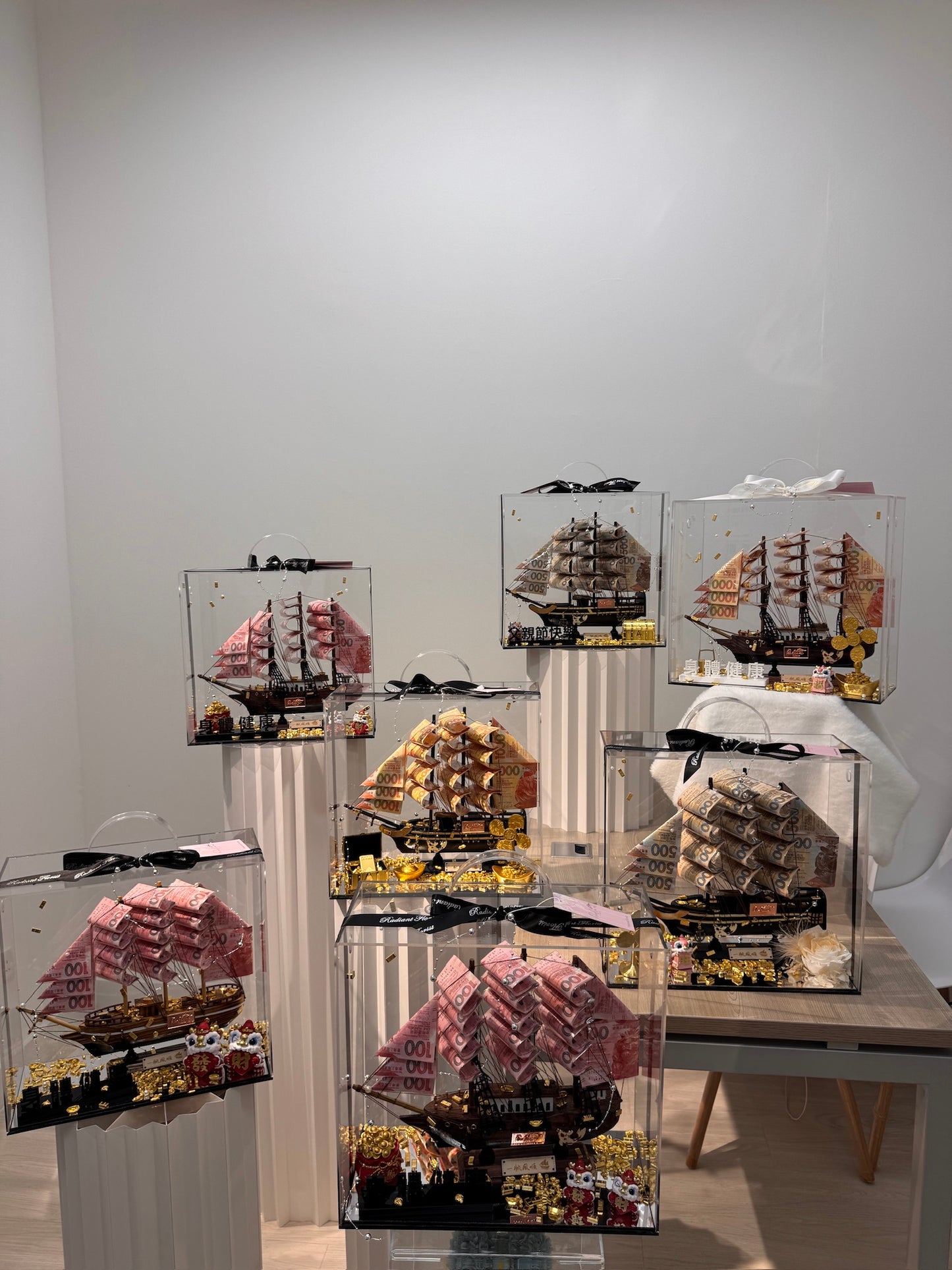 普通款| 順風順水永生花鈔票帆船禮盒🎁單面花花款