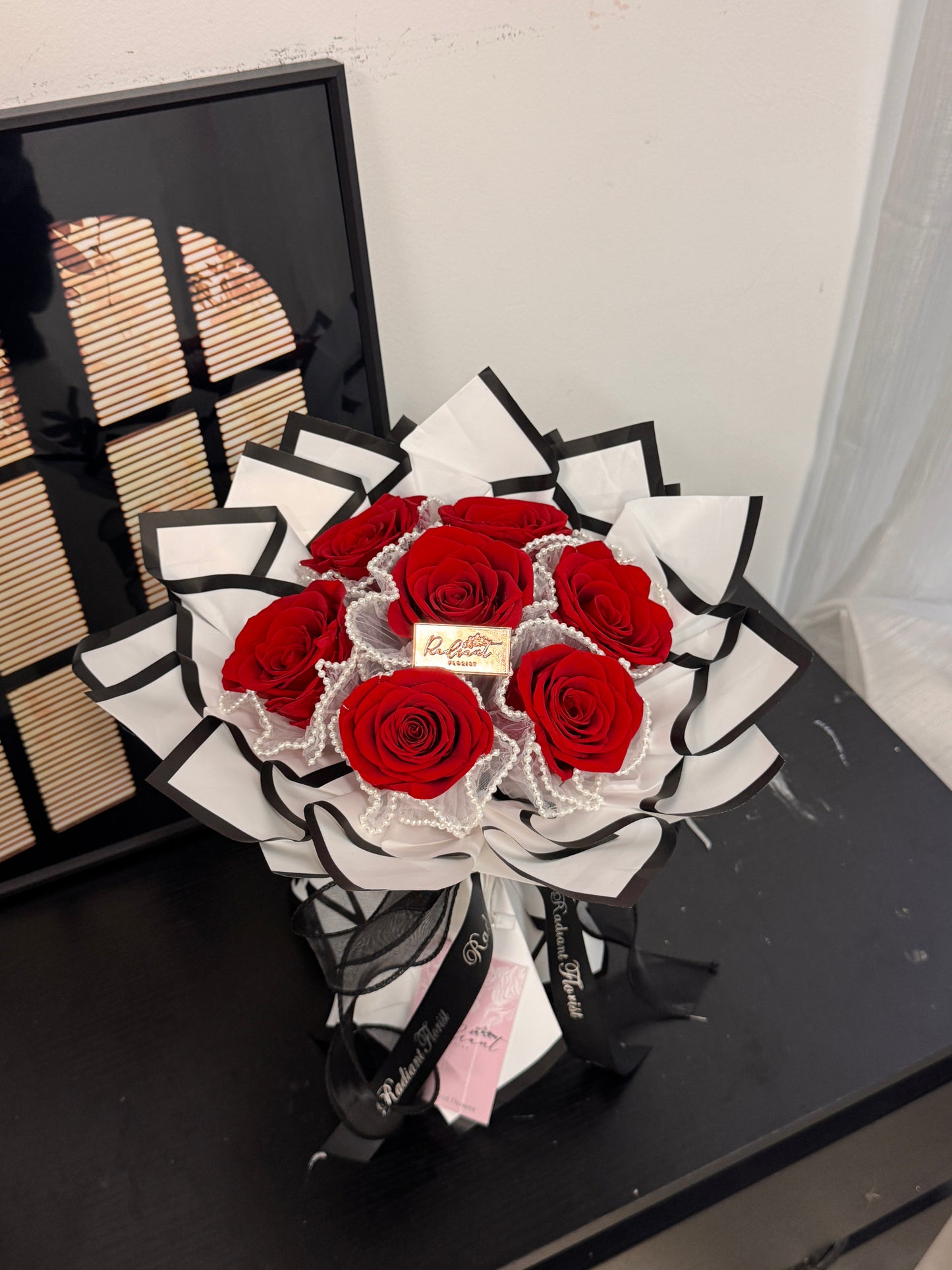 Romantic Pearl 永生花束 红玫瑰