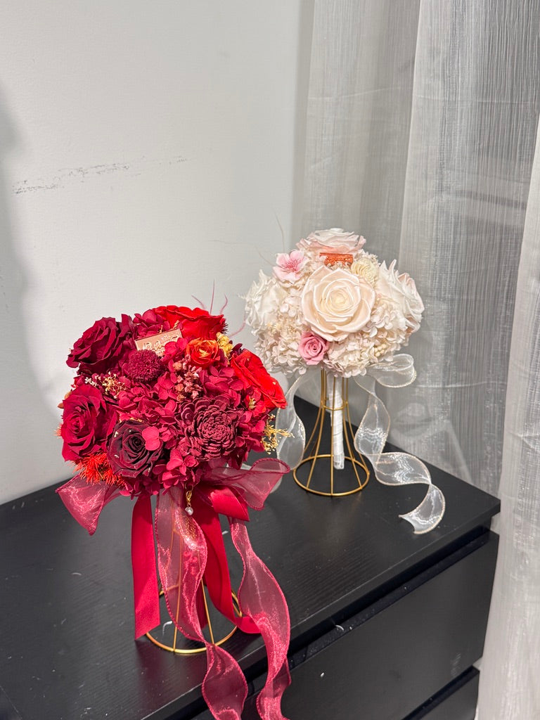 婚禮系列👰 新娘出門花球 酒紅色