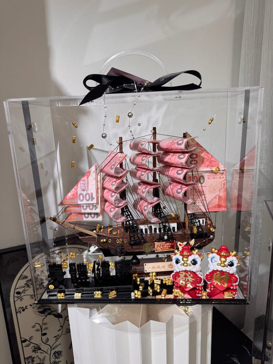 普通款🎁 帆船永生花鈔票禮盒｜深啡色