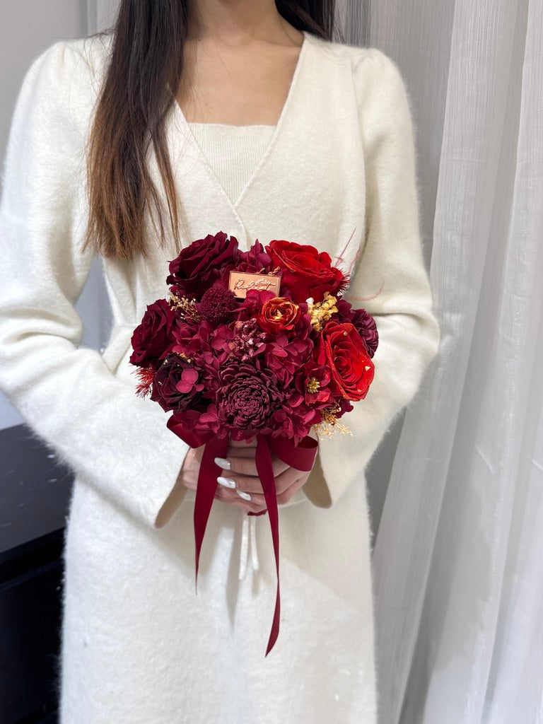 婚禮系列👰 新娘出門花球 酒紅色