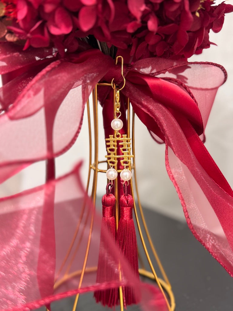 婚禮系列👰 新娘出門花球 酒紅色