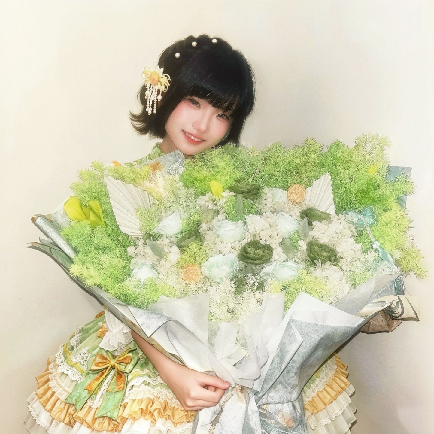 Blooming Love 永生花束 綠色 訂製款