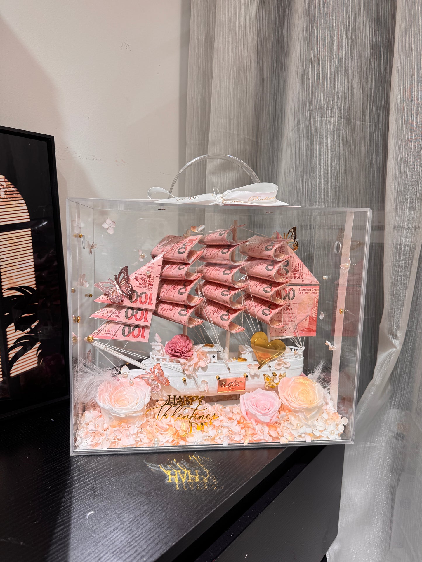 情人節款💕順風順水永生花鈔票帆船禮盒🎁適合女生