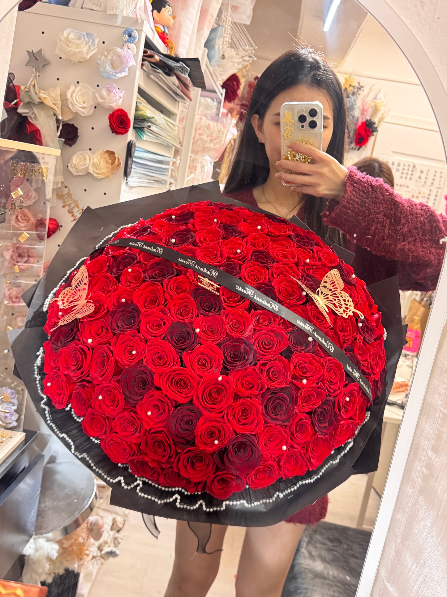 In bloom 求婚永生花束 拼色紅玫瑰