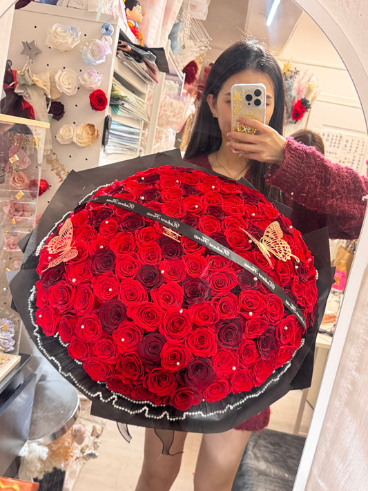In bloom 求婚永生花束 拼色紅玫瑰