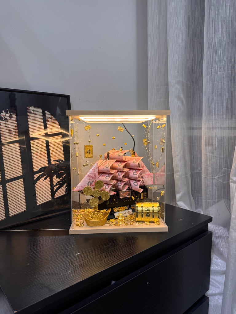 🎁燈箱款 帆船永生花鈔票禮盒｜細size