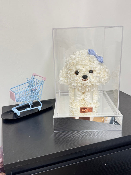 比熊造型永生花擺設