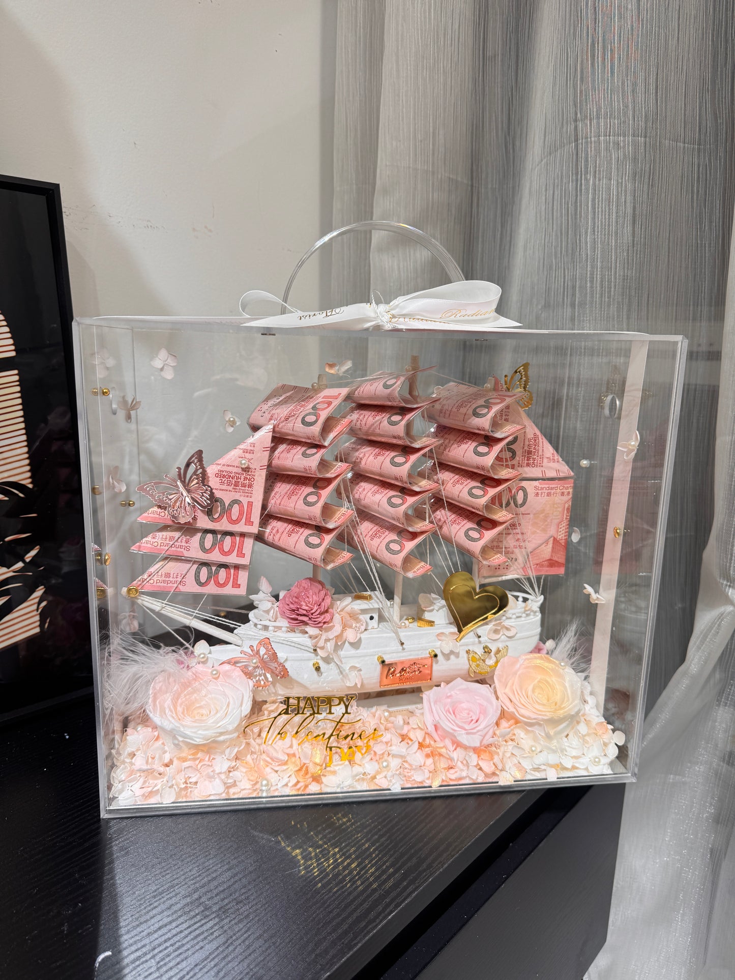 情人節款💕順風順水永生花鈔票帆船禮盒🎁適合女生