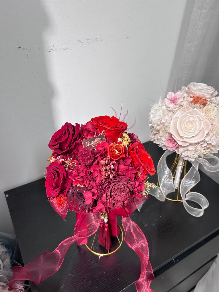 婚禮系列👰 新娘出門花球 酒紅色