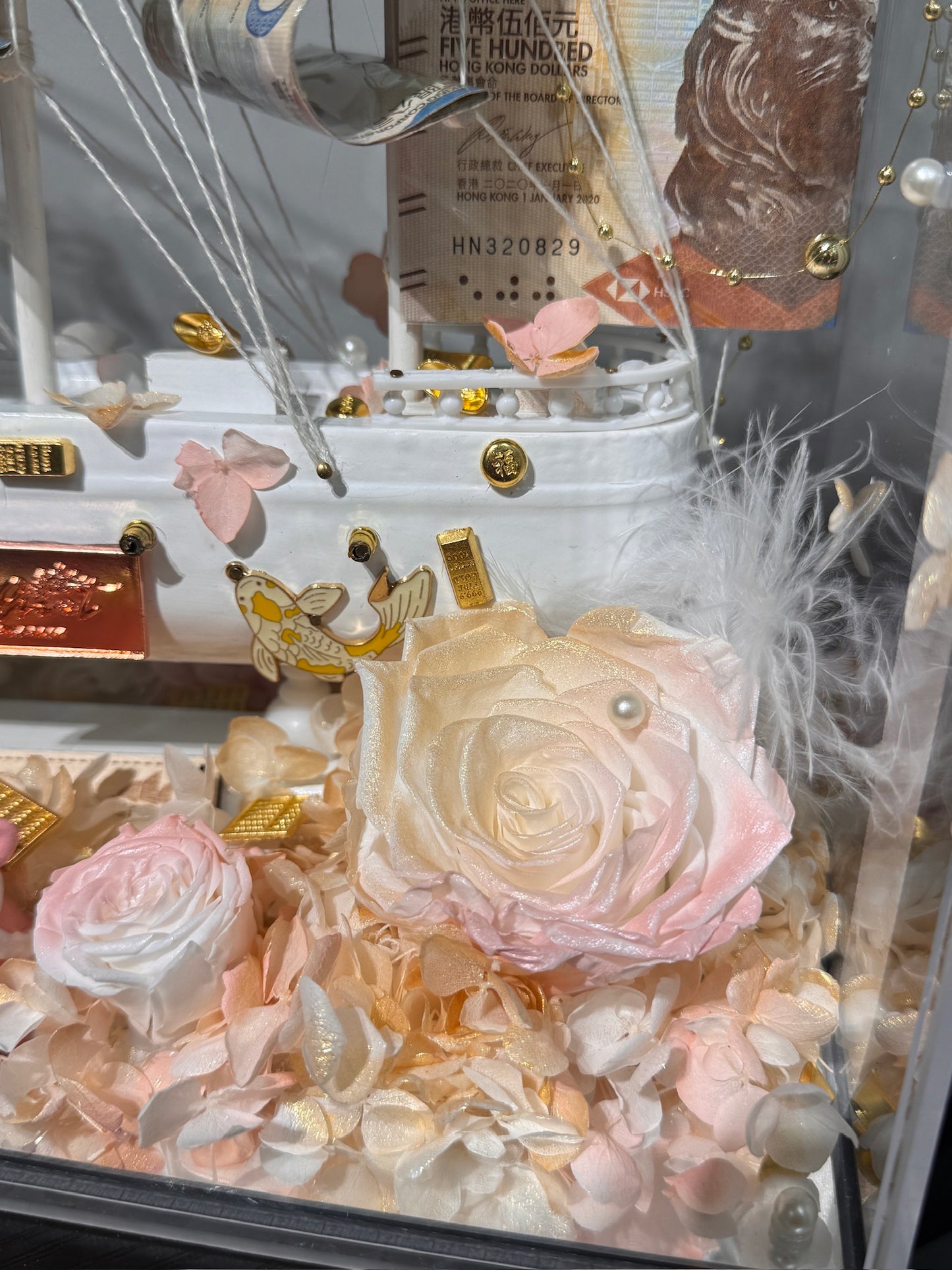 順風順水永生花鈔票帆船禮盒🎁雙面花花款｜適合女生