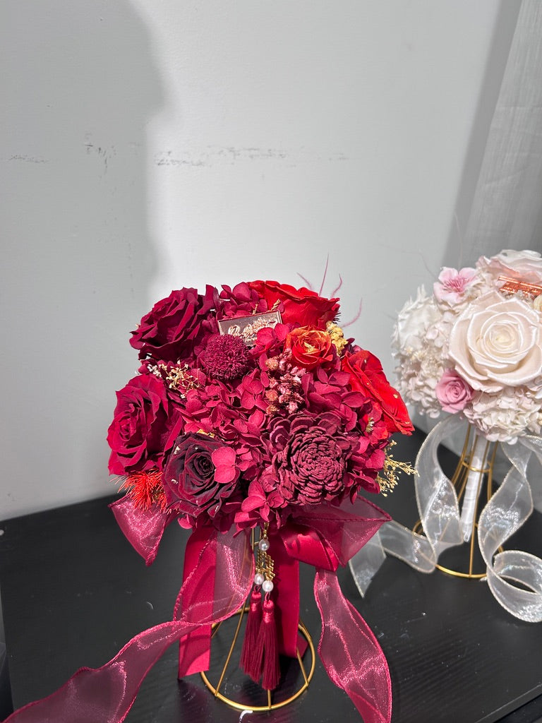 婚禮系列👰 新娘出門花球 酒紅色
