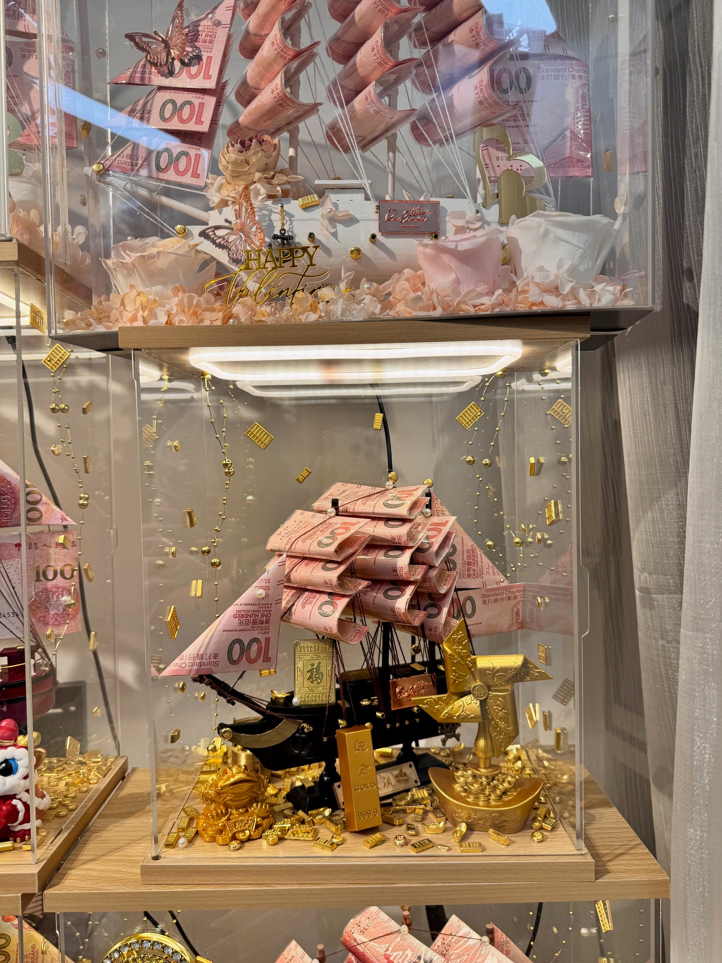 🎁燈箱款 帆船永生花鈔票禮盒｜細size