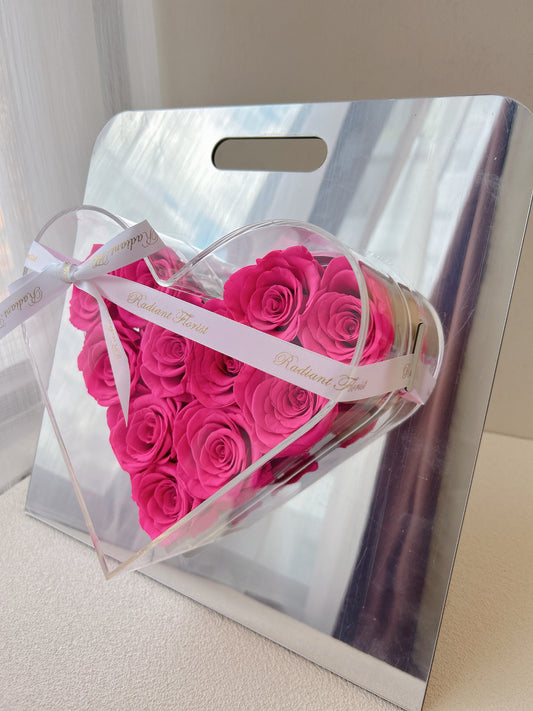 手拎鏡面心心永生花盒