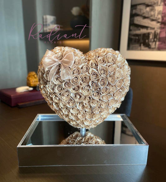 鏡面底立體心心花盒